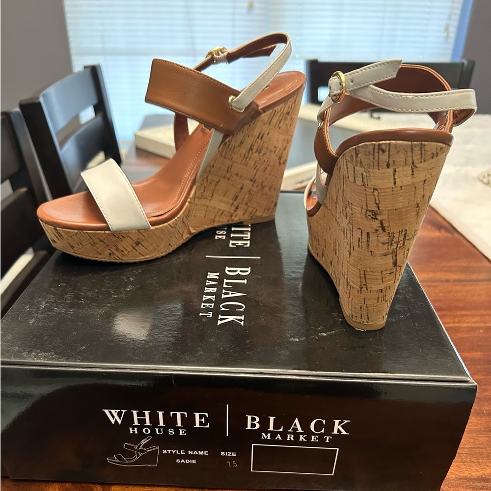Brand new size 7.5 black & white market wedges